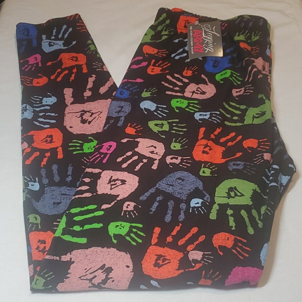 🆕️ Plus Size Legging Army Colorful Hand Prints